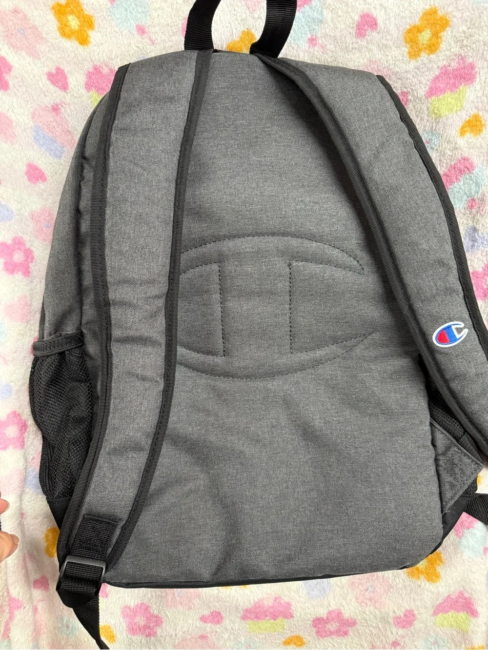 Champion Gray and Black Vertical Logo Backpack